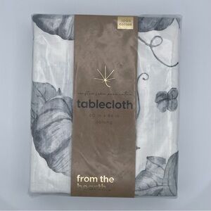 Nordstrom Tablecloth 100% Cotton Fall Harvest Pumpkins White Gray NEW‎ NWT N198